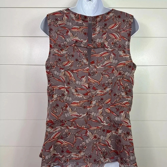 CAbi #3611 Mauve Purple Good Luck Bird Print Sleeveless Blouse sz XS - Picture 9 of 13